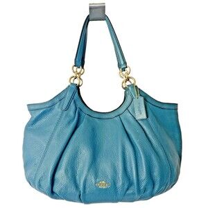 Coach F12155 Refined Teal Blue/Green Lily Pebbled Leather Handbag